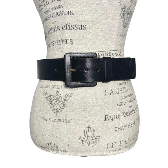 Michael Kors | Women | Black Wide Embossed Genuine Leather Belt | Small-Medium main image 7